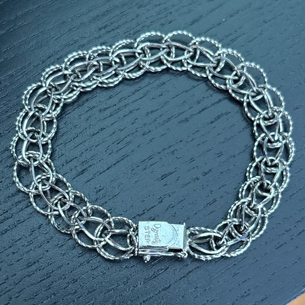 Vintage Dynasty Sterling Silver Chain Charm Bracelet